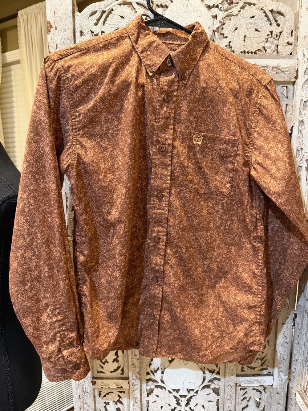 Cinch Boy’s Sz.12 Brown Paisley Button-Down Shirt